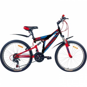 Велосипед Pioneer Extreme 24"/15" черный/красный/голубой